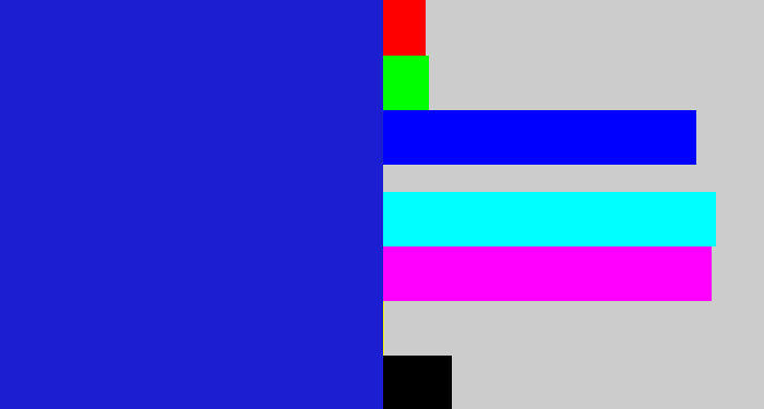 Hex color #1b1ed1 - ultramarine blue
