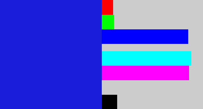 Hex color #1b1ed8 - ultramarine blue