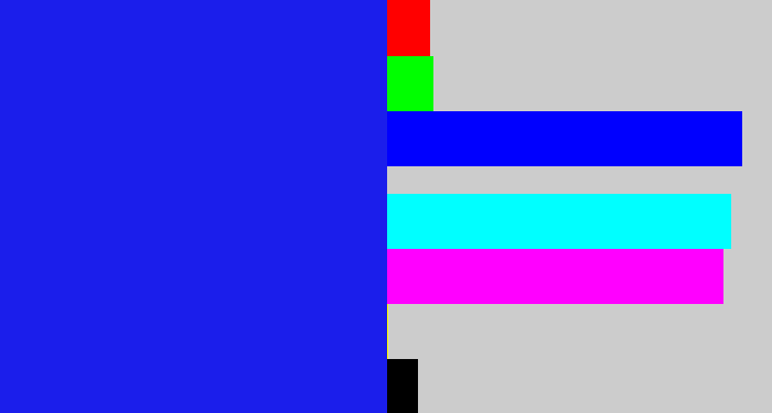 Hex color #1b1eeb - vivid blue