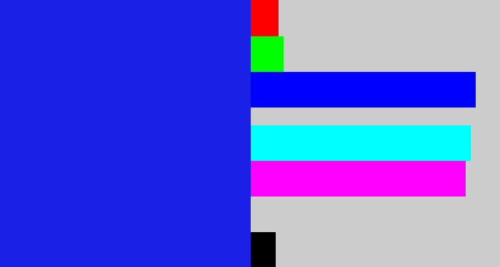 Hex color #1b20e6 - vivid blue