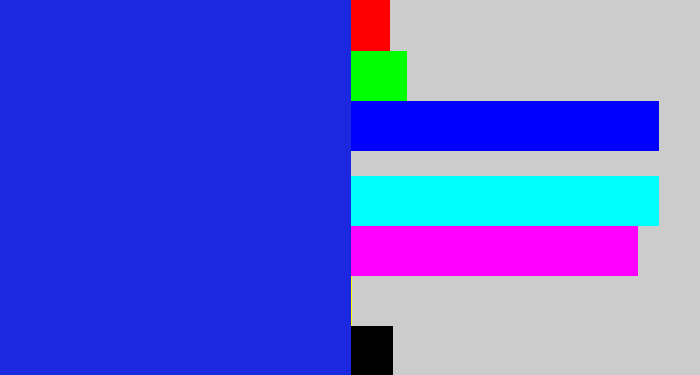 Hex color #1b28e0 - vivid blue