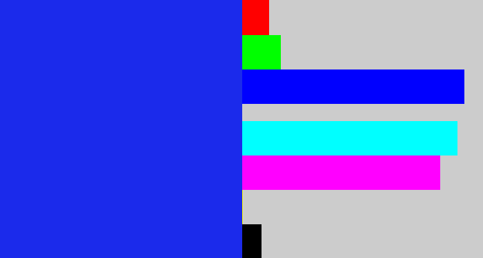 Hex color #1b2aeb - vivid blue