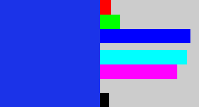 Hex color #1b33e8 - vivid blue