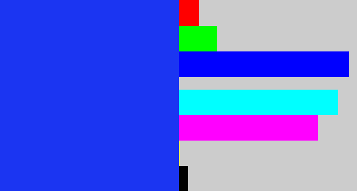 Hex color #1b35f2 - vivid blue