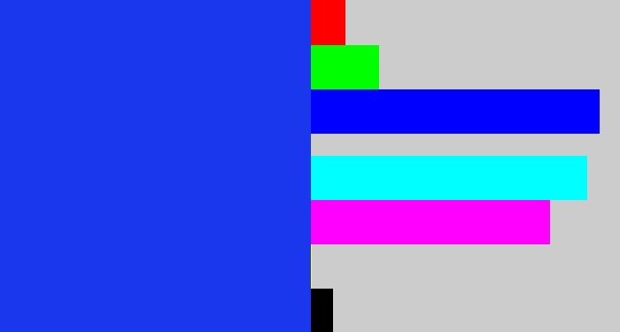 Hex color #1b37ed - vivid blue