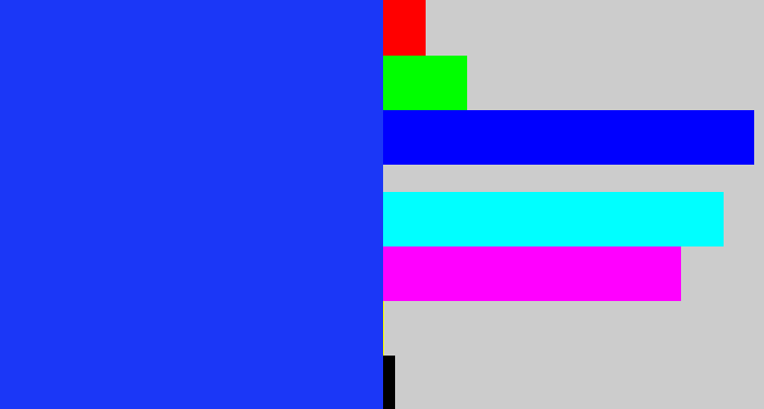 Hex color #1b37f7 - vivid blue