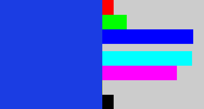 Hex color #1b3de3 - blue