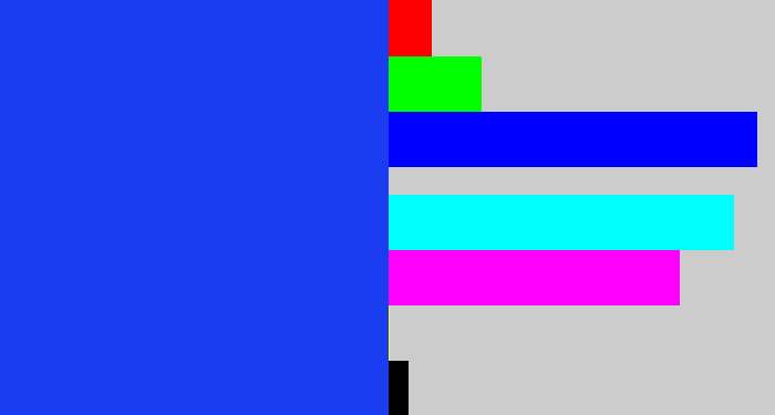 Hex color #1b3df2 - vivid blue