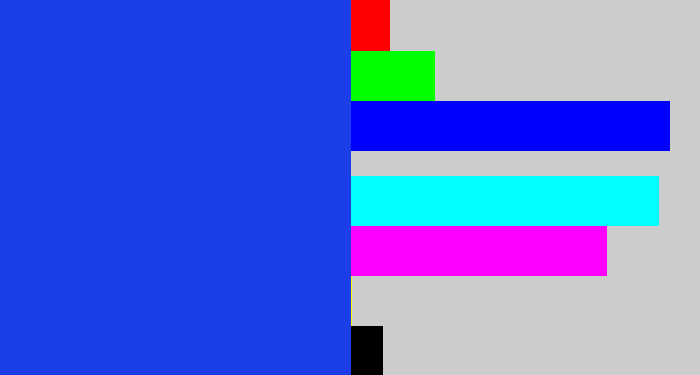Hex color #1b3ee8 - blue