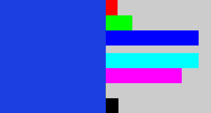 Hex color #1b3fe1 - blue