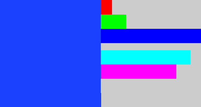 Hex color #1b40fe - vivid blue