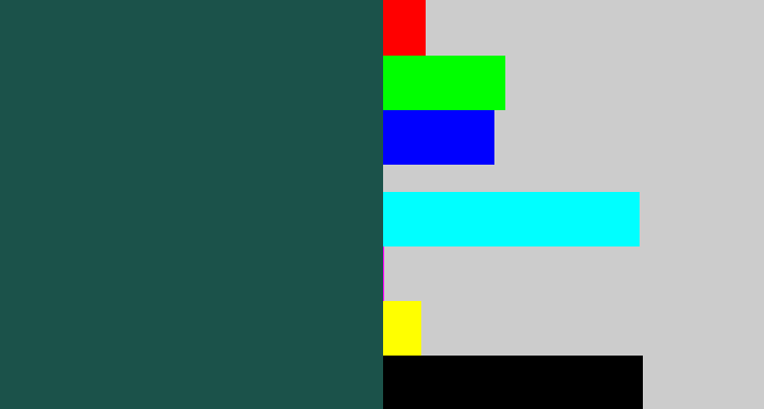 Hex color #1b524a - dark green blue