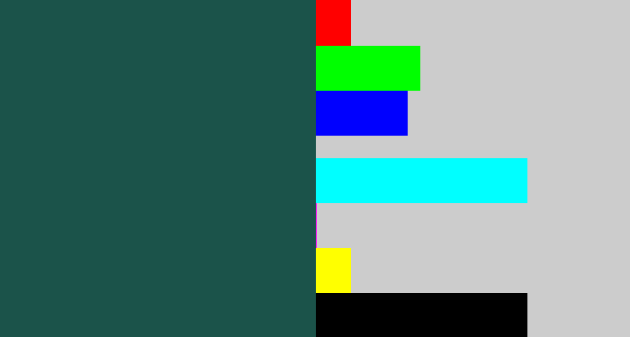 Hex color #1b534a - dark green blue