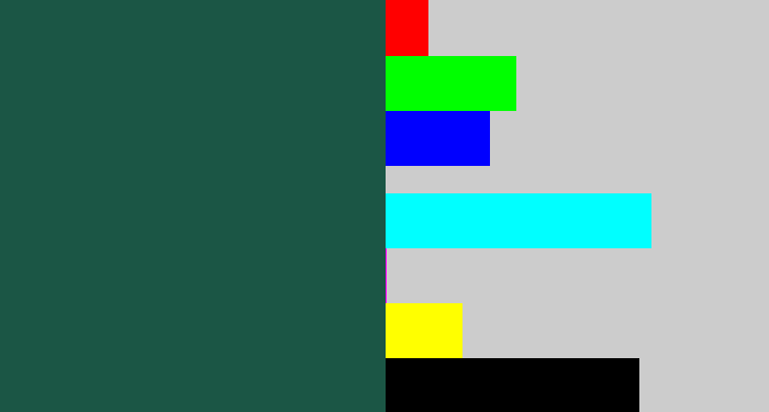 Hex color #1b5645 - dark green blue
