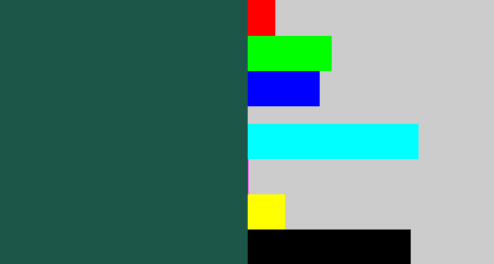 Hex color #1b5649 - dark green blue