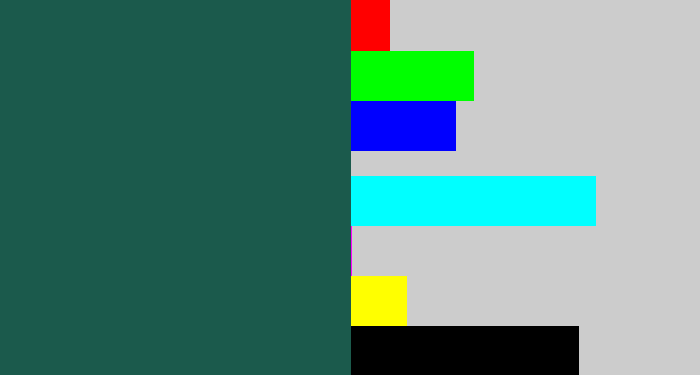 Hex color #1b5a4c - dark green blue