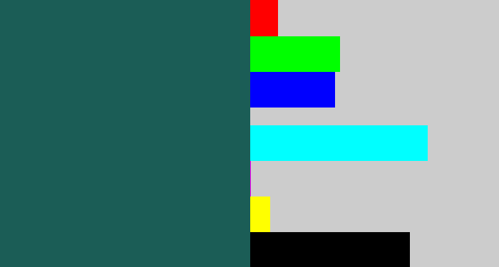 Hex color #1b5d56 - dark green blue