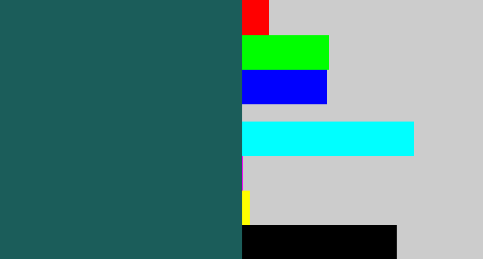 Hex color #1b5d5a - dark green blue
