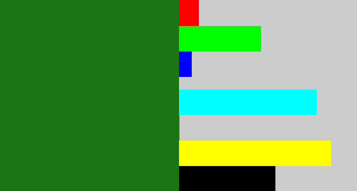 Hex color #1b7512 - tree green