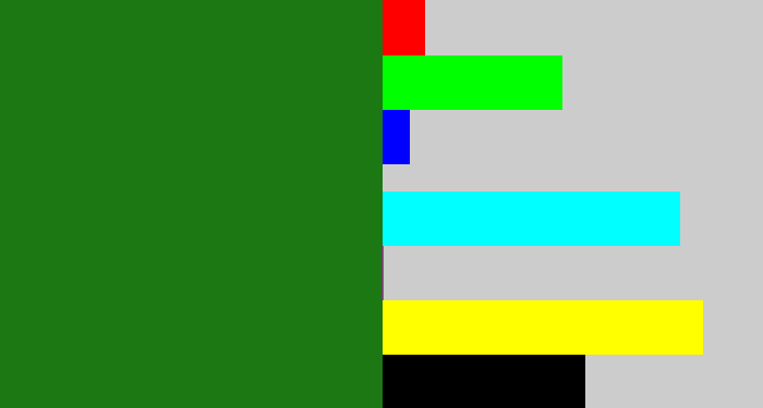 Hex color #1b7813 - tree green