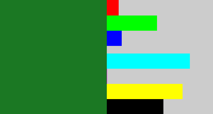Hex color #1b7823 - tree green