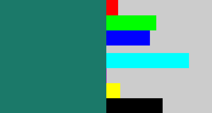Hex color #1b7969 - blue green