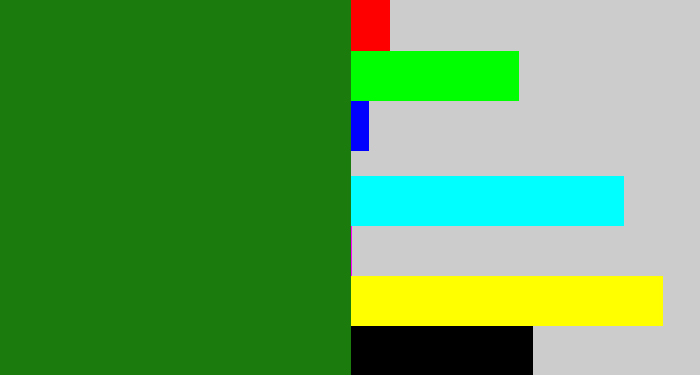 Hex color #1b7b0d - tree green