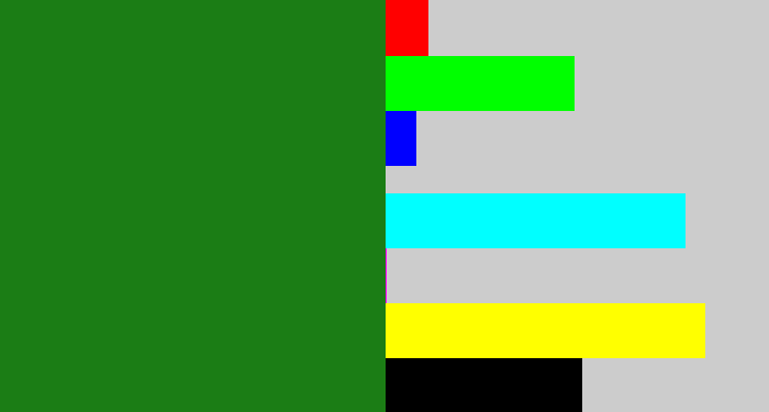 Hex color #1b7d15 - tree green