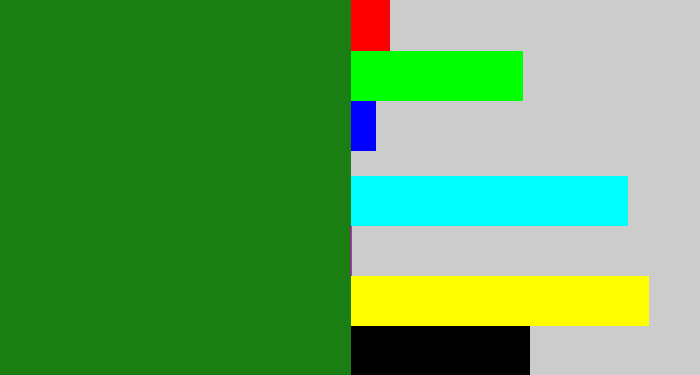 Hex color #1b7e13 - tree green