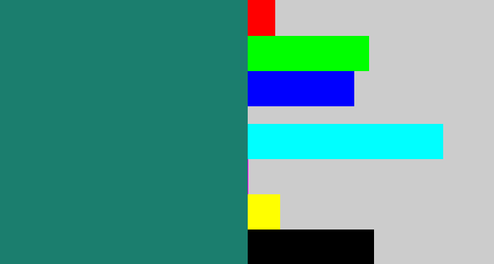 Hex color #1b7e6e - blue green