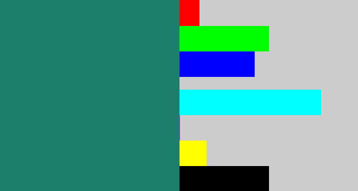 Hex color #1b7f6c - blue green