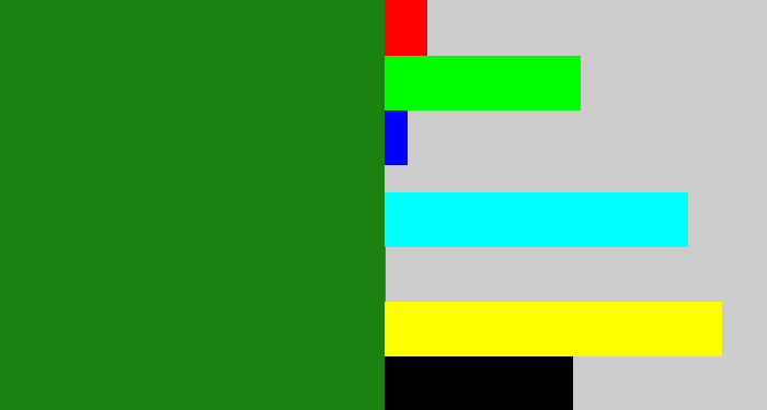 Hex color #1b8110 - tree green