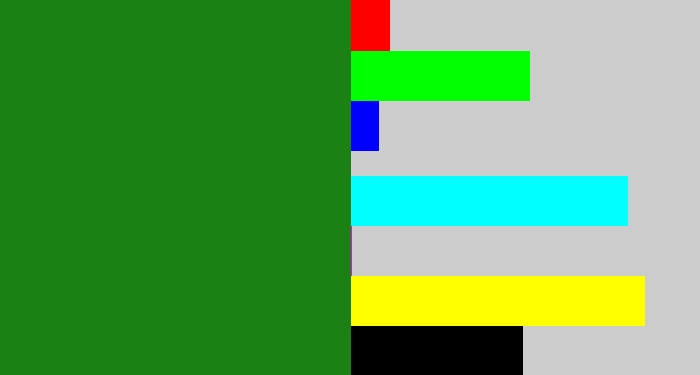 Hex color #1b8115 - tree green