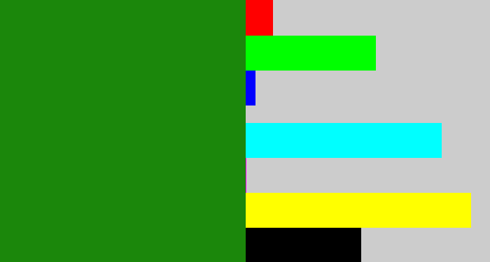Hex color #1b870b - tree green