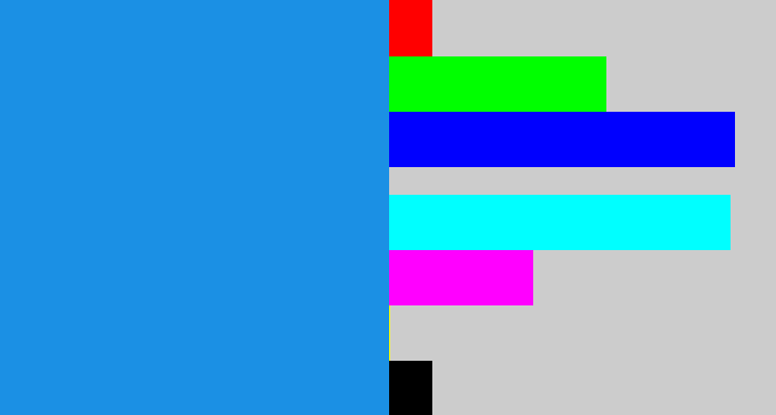 Hex color #1b90e4 - azure