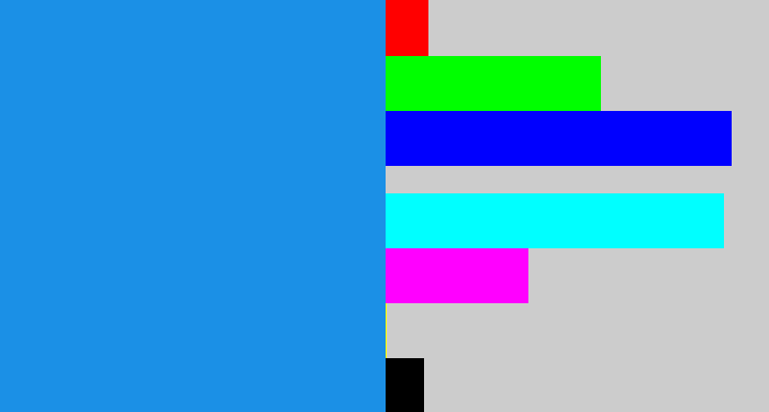 Hex color #1b90e6 - azure