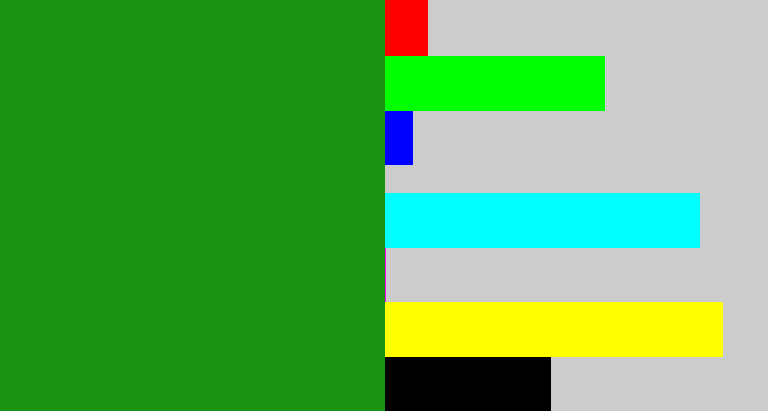 Hex color #1b9211 - true green
