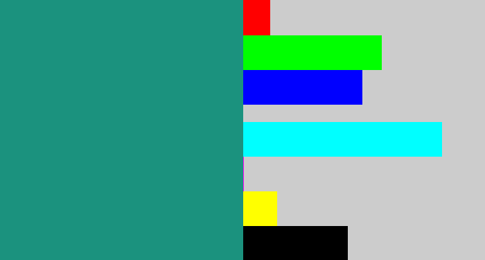 Hex color #1b927e - greenish blue