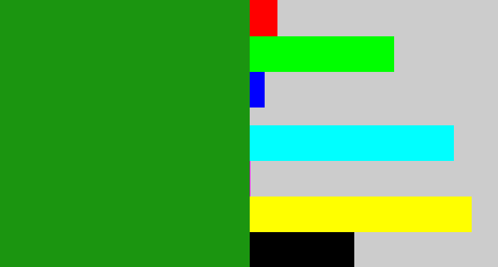 Hex color #1b9510 - true green