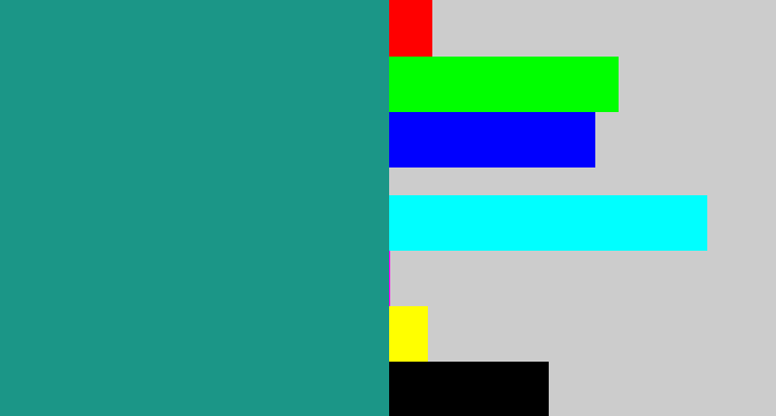 Hex color #1b9687 - blue/green