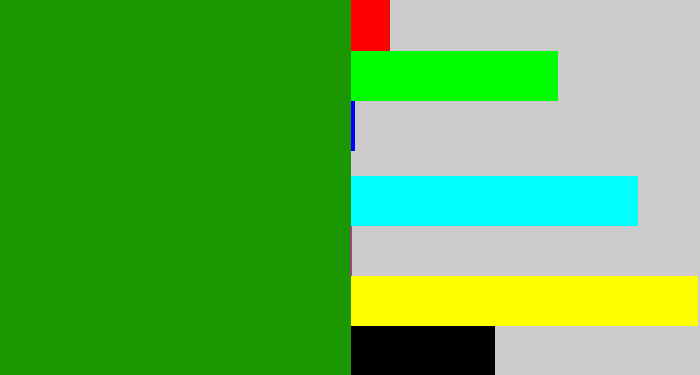Hex color #1b9702 - true green