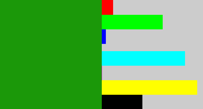 Hex color #1b9809 - true green