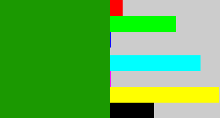 Hex color #1b9901 - true green