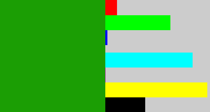 Hex color #1b9e04 - true green