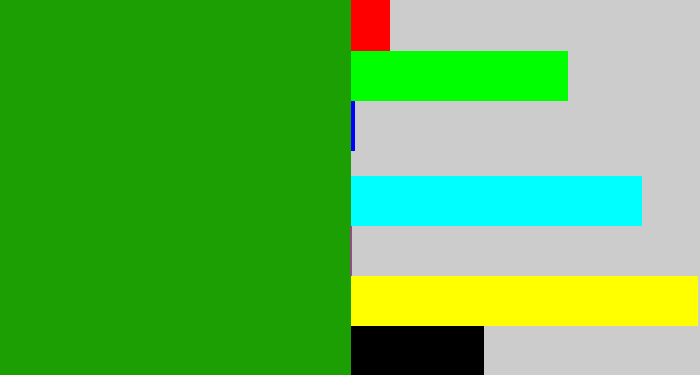 Hex color #1b9f02 - true green