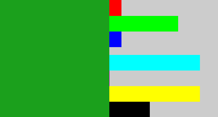 Hex color #1ba01c - green