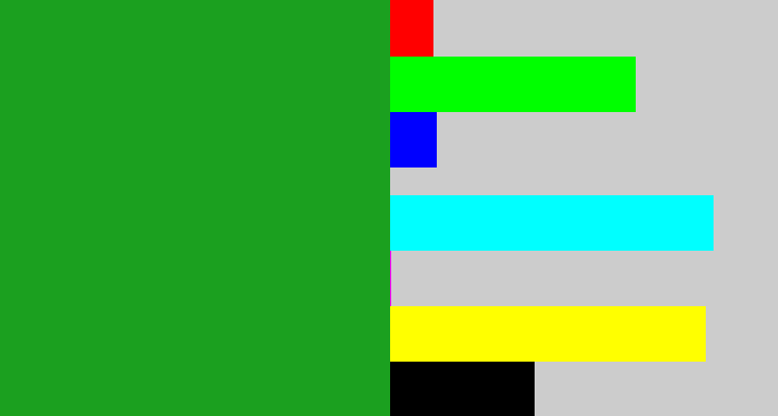 Hex color #1ba01f - green