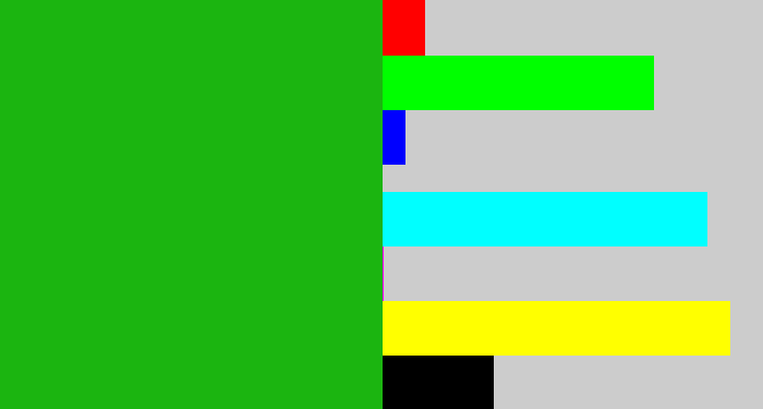 Hex color #1bb510 - green