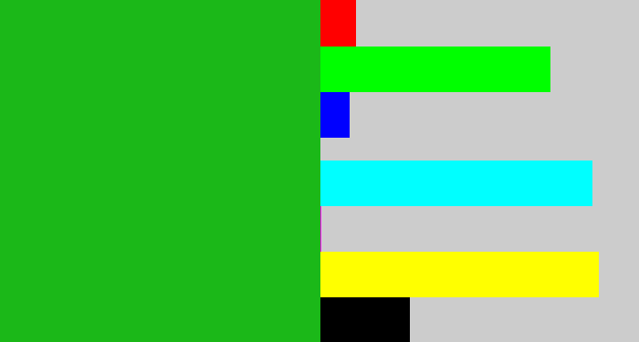 Hex color #1bb818 - green