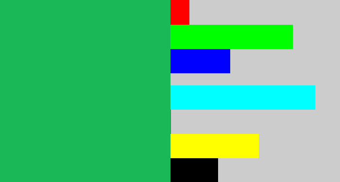 Hex color #1bb858 - jade green